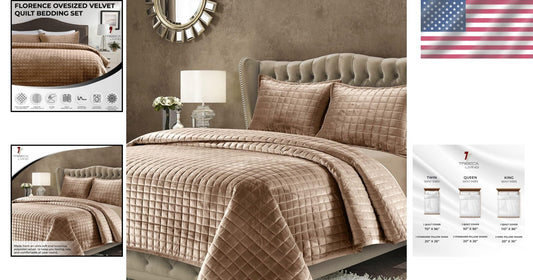 Contemporary King Velvet Bedding Set - Oversized Comforter & Matching Shams