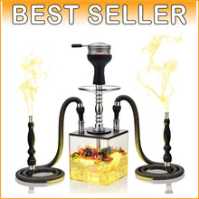 Load image into Gallery viewer, Stylish 2-Hose Hookah Set with Heat Management &amp; Multicolor LED - Easy to Clean