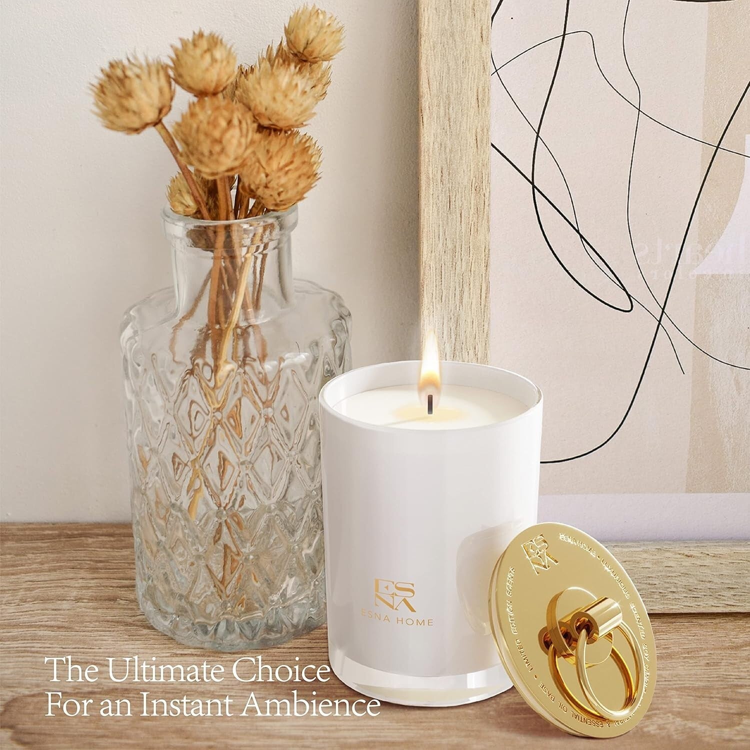 50+ Hour Lavender Scented Candle - Clean Burn Soy Wax for Mindful Relaxation