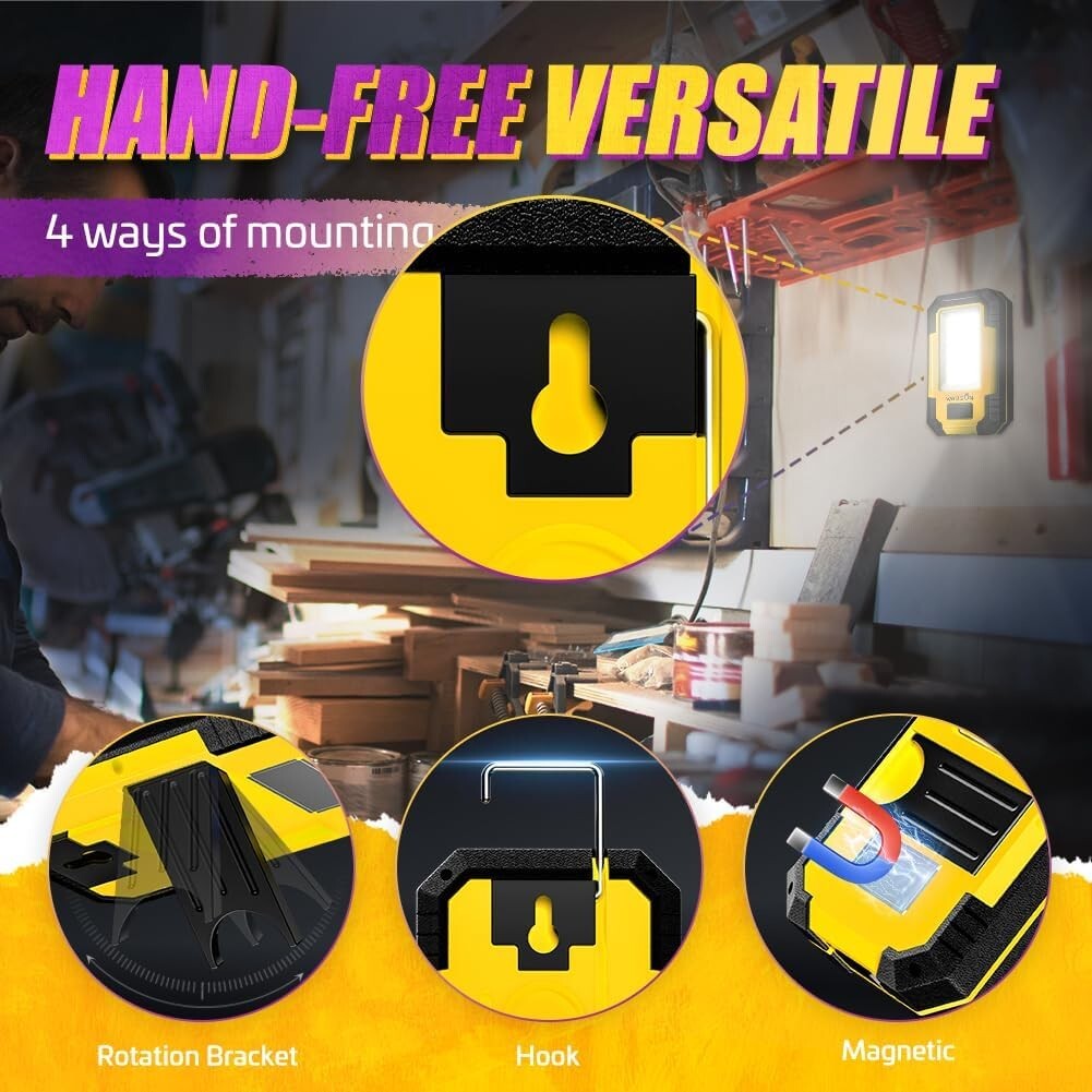 Durable 3-Pack Rechargeable LED Work Lights – Perfect for Cars, Camping & More