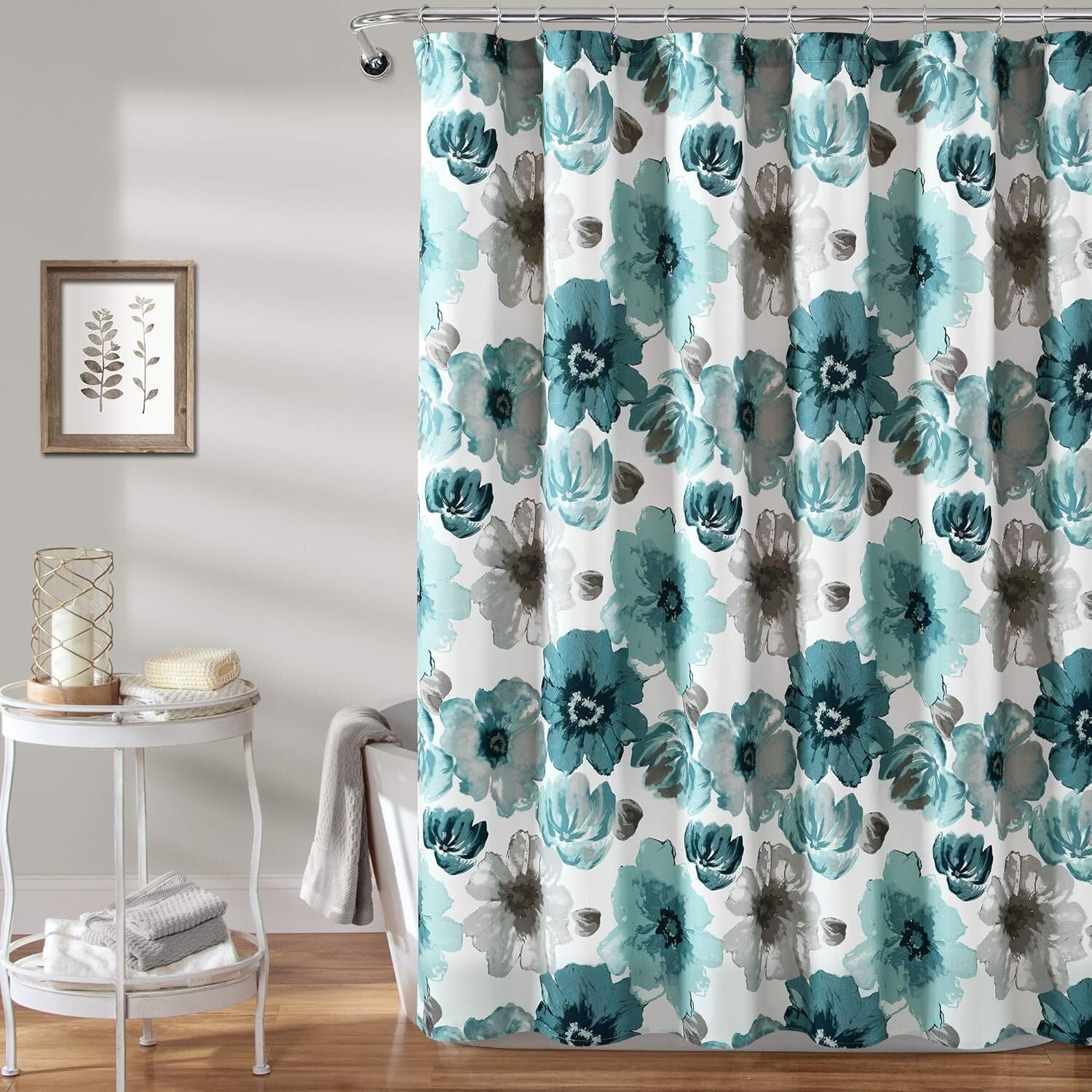 Stylish 100% Polyester Floral Shower Curtain, 72" x 72" - Easy Care and Install
