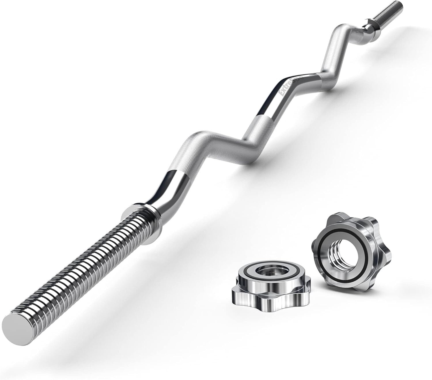 Durable 47" Curl Bar with Knurled Grip - Perfect for Biceps & Triceps Workouts