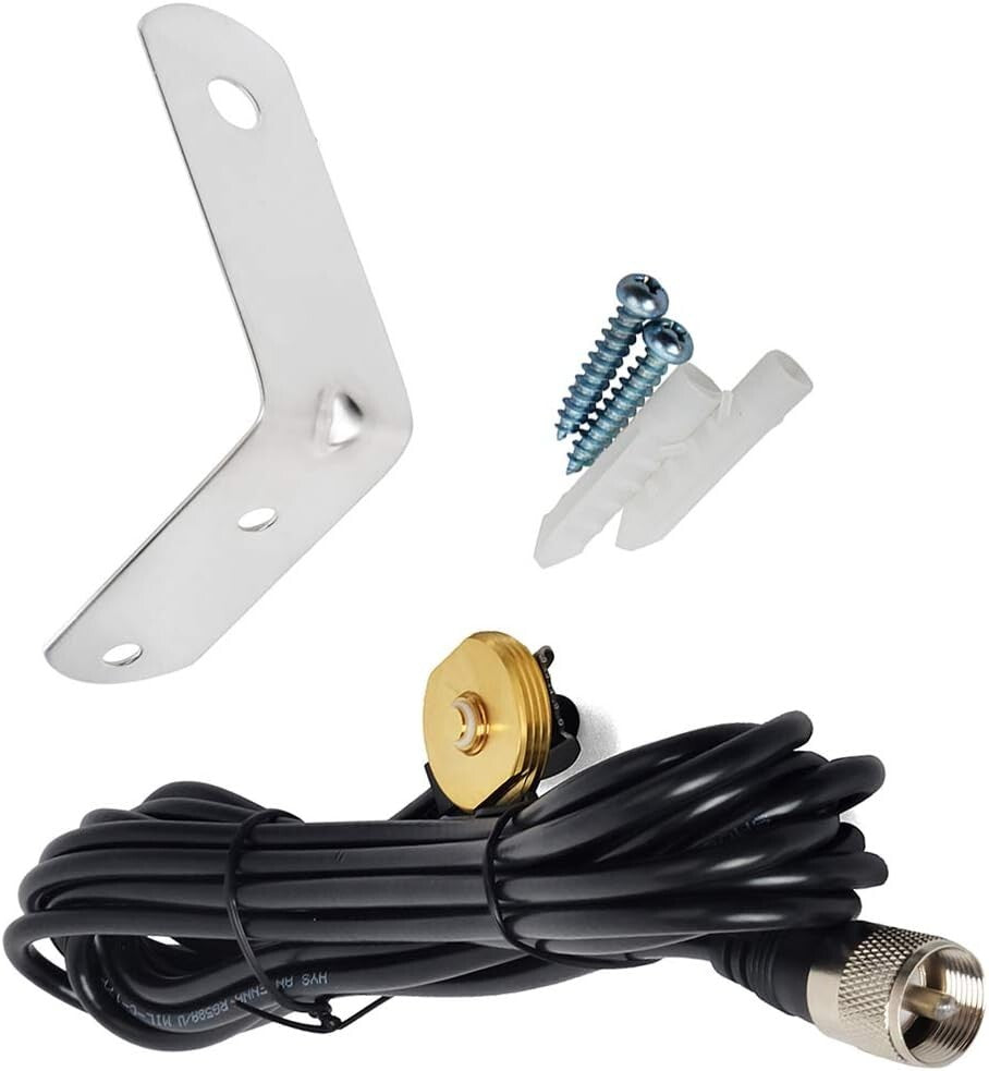 Stainless Steel NMO Antenna Kit - 21in VHF UHF Dual-Band with L Shape Bracket