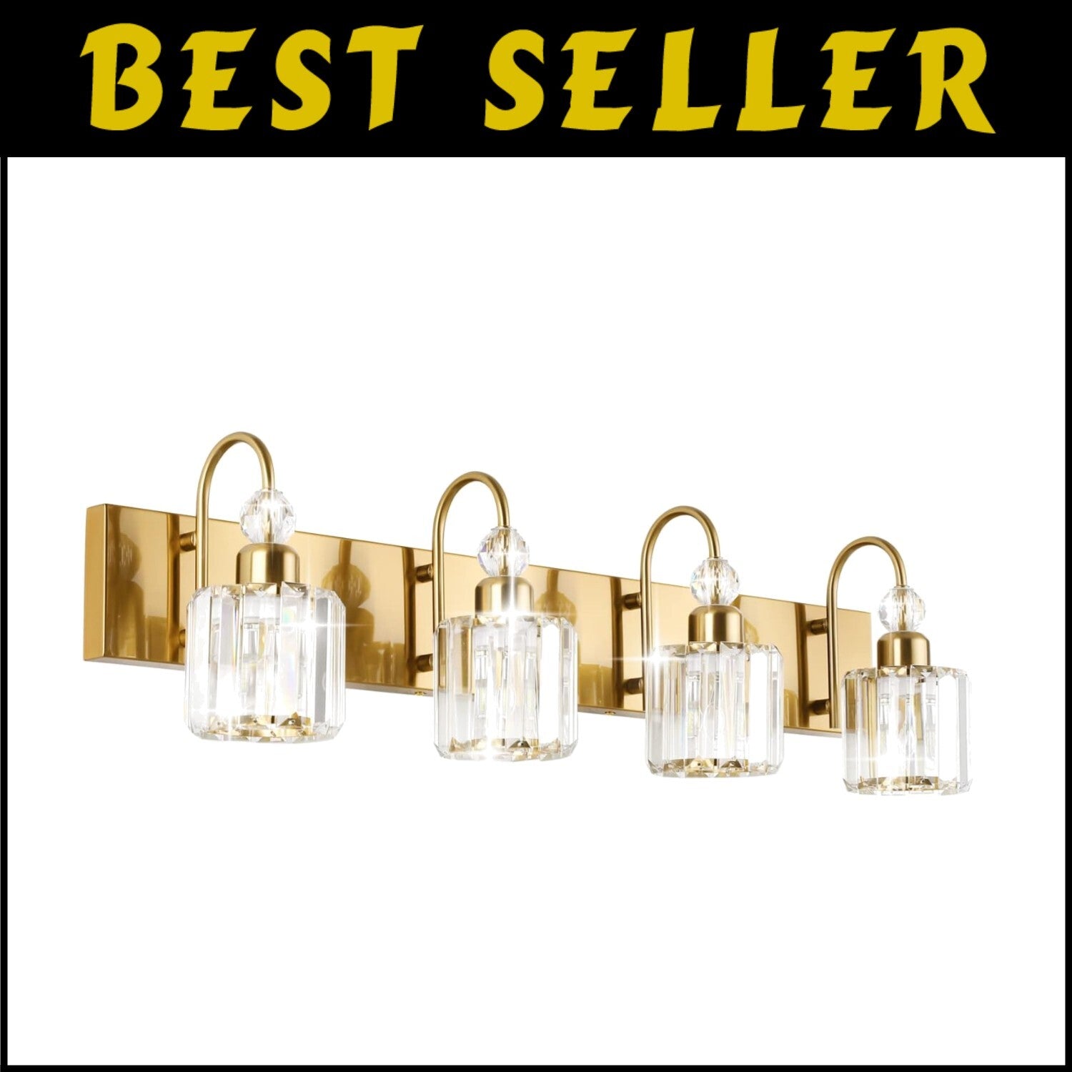 Contemporary 4-Light Bathroom Wall Lighting with Crystal Shades & Touch Control