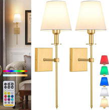 Load image into Gallery viewer, Elegant Gold Battery-Powered Wall Sconce Set - Dimmable &amp; Adjustable Lighting