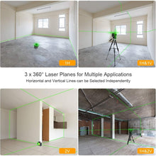 Load image into Gallery viewer, Professional 3-Plane Laser Level with 360° Green Beam for Construction Tasks