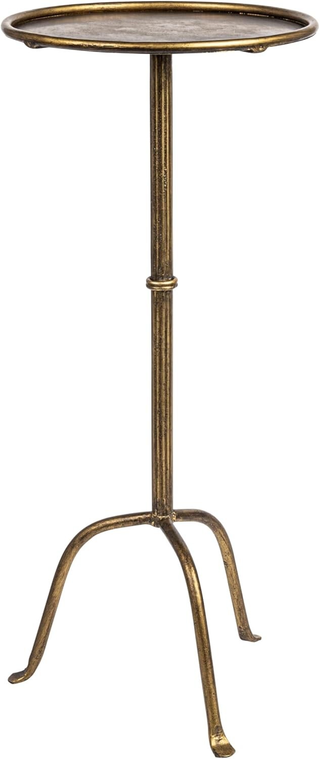 Durable Antique Brass Cocktail Side Table - 12.5 Inches of Timeless Style