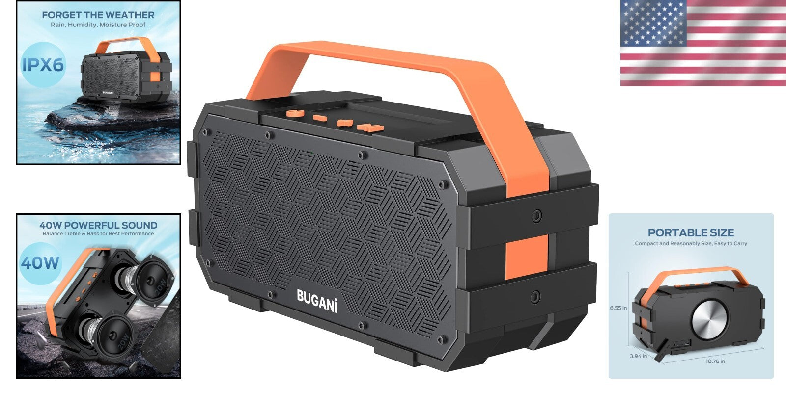 40W Waterproof Bluetooth Speaker with 24-Hour Playtime - Perfect for Outdoors