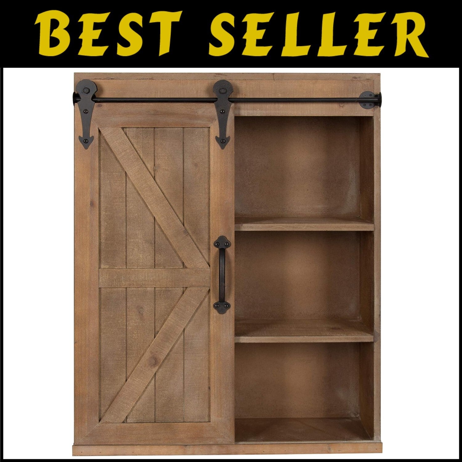 Durable Rustic Brown Bathroom Storage Cabinet with Easy-Access Sliding Door