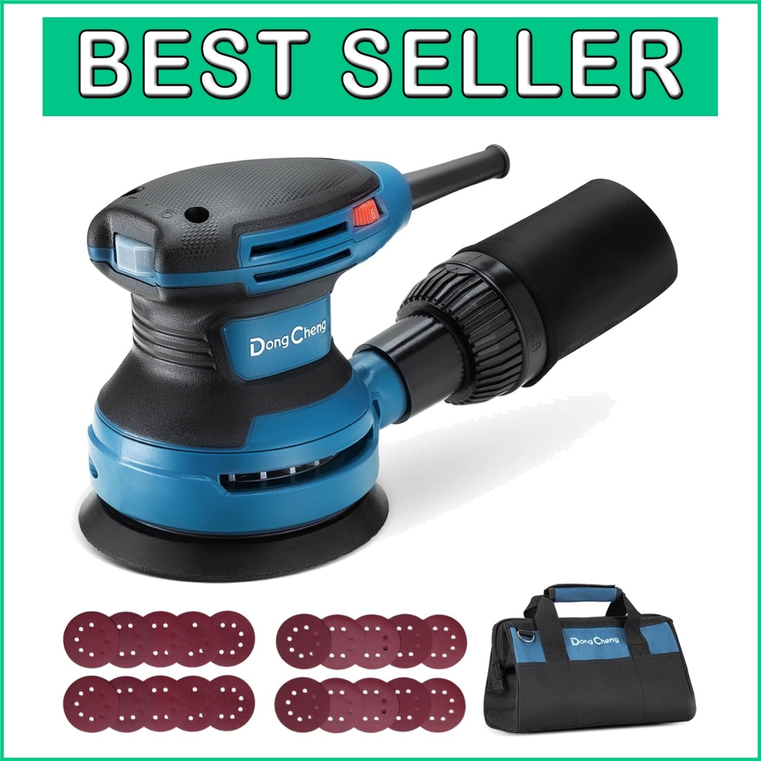 5-Inch Random Orbital Sander 380W with 20 Sandpapers & Dust Bag for Woodwork