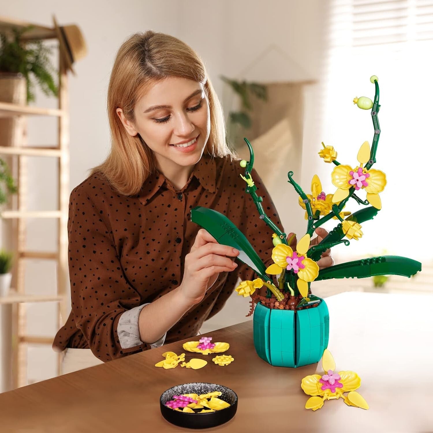 Elegant Artificial Orchid Flower Building Set - Perfect Gift for All Occasions