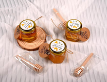 Load image into Gallery viewer, 60 Mini Glass Honey Jars with Dipper: Elegant Wedding &amp; Baby Shower Favors