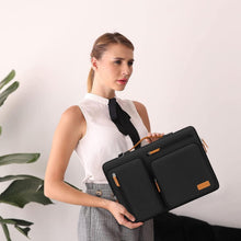 Load image into Gallery viewer, Elegant Black Laptop Shoulder Bag with Trolley Compatibility &amp; 4 Zipper Pockets