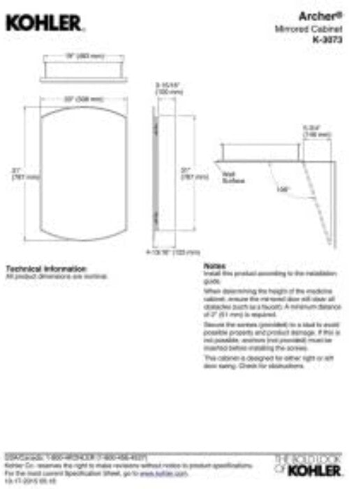20" W x 31" H Recessed or Surface Mount Medicine Cabinet with Adjustable Shelves