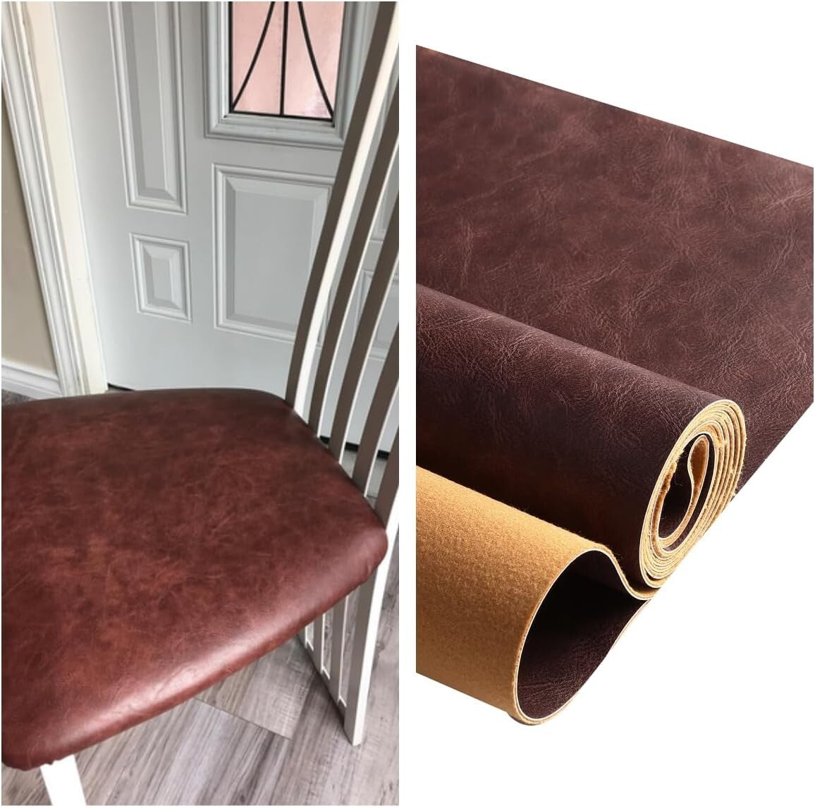 Durable Dark Brown Faux Leather Fabric - 1.2mm, Perfect for Upholstery & Crafts