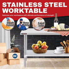 Load image into Gallery viewer, Stainless Steel Workbench 24x60 for Commercial Use - Easy Assembly &amp; Maintenance