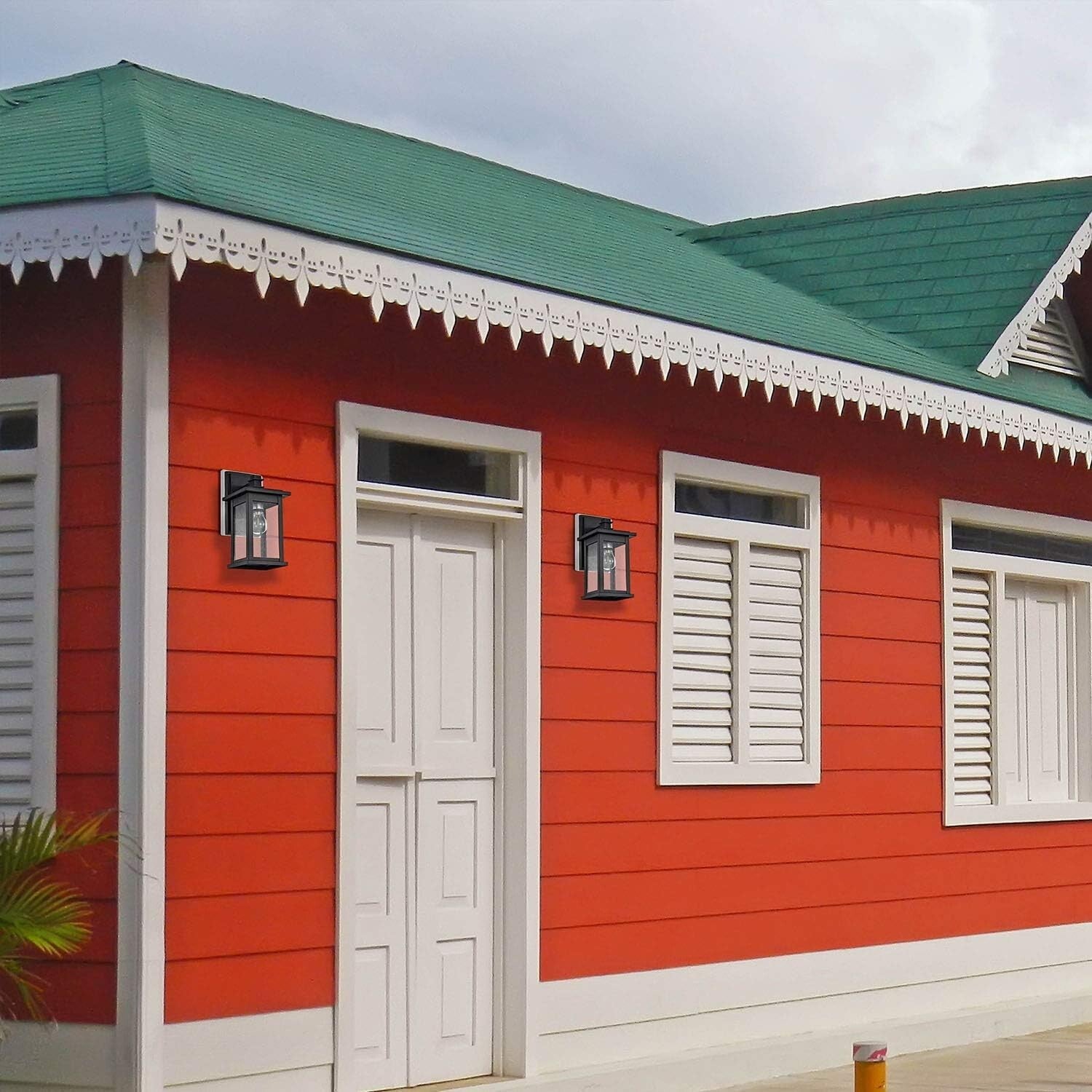 Sturdy 2 Pack Outdoor Wall Lights - 12 Inch Black Lanterns for Wet Locations