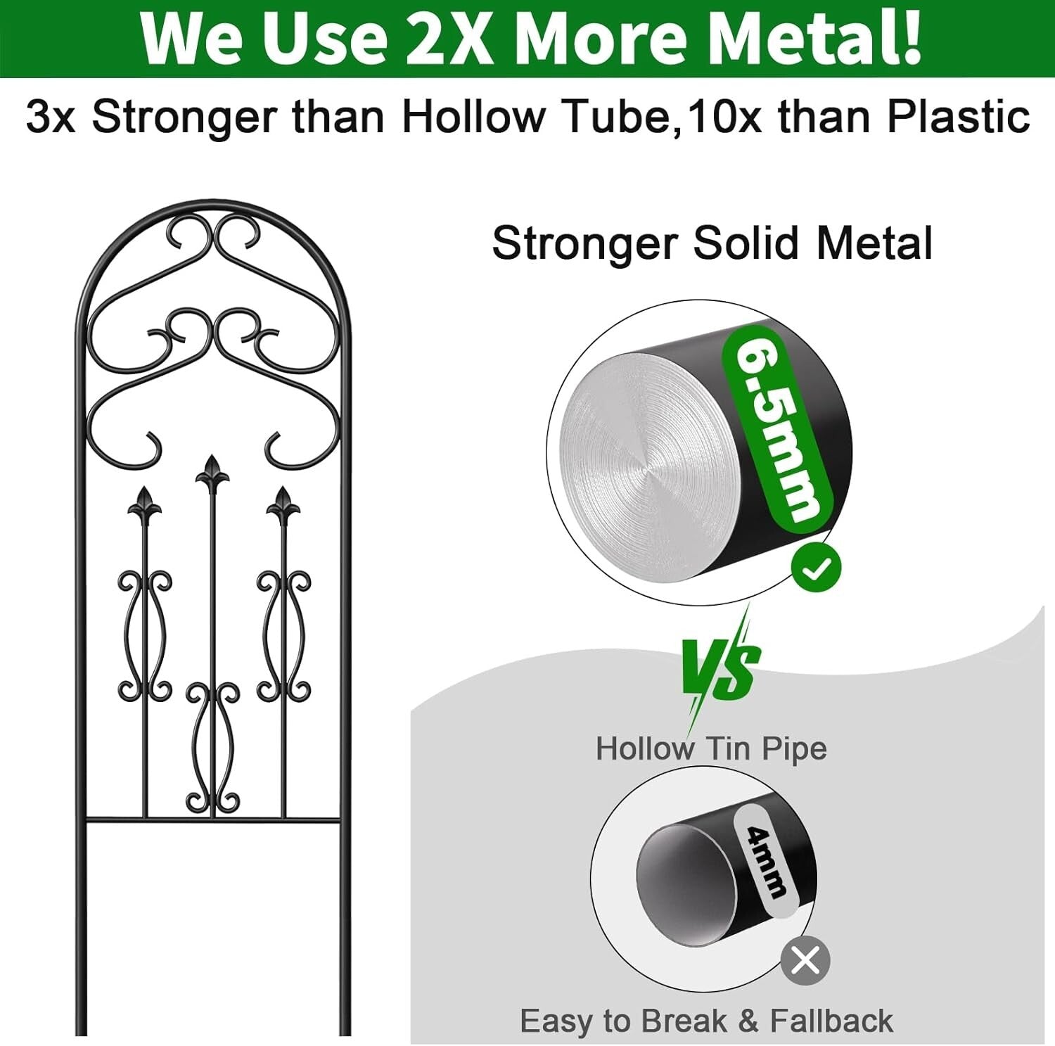 4 Pack 60" x 18" Black Metal Garden Trellis - Rustproof Climbing Plant Supports