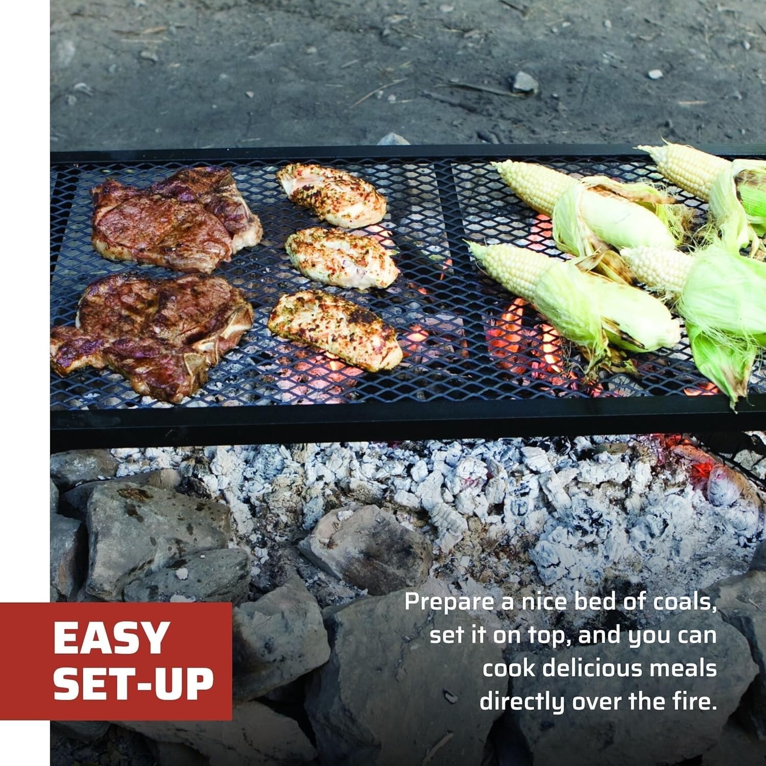 18" x 36" Portable Grill - Durable Steel Construction for Optimal Campfire Meals