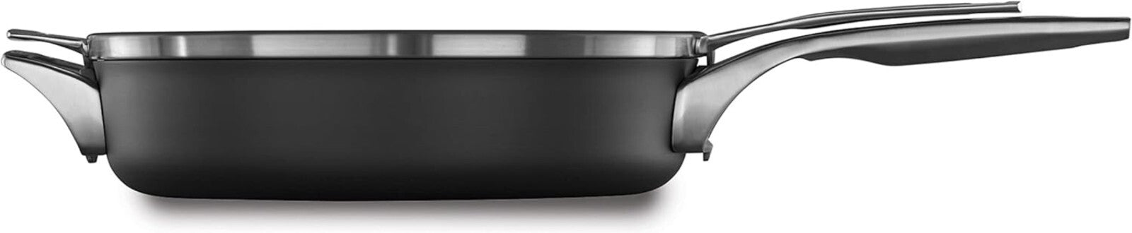 Durable Nonstick 5-Quart Saute Pan with Tempered Glass Lid -Elegant Black Finish