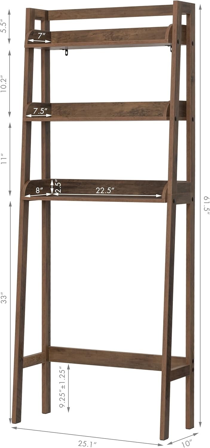 Durable 3-Tier Over Toilet Shelf - Engineered Wood Bathroom Storage Solution