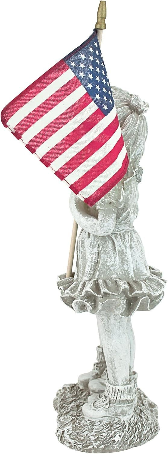 8" Patriotic Children Statue with USA Flag - Perfect for Memorials & Holidays