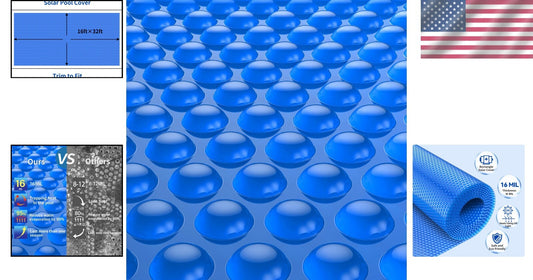 16x32ft Insulating Solar Cover for In-Ground Pools - Blue, Minimize Evaporation