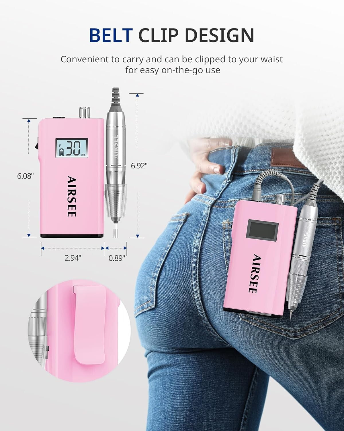 Versatile Nail Drill Machine - Cordless & Adjustable RPM for Precision Nail Care