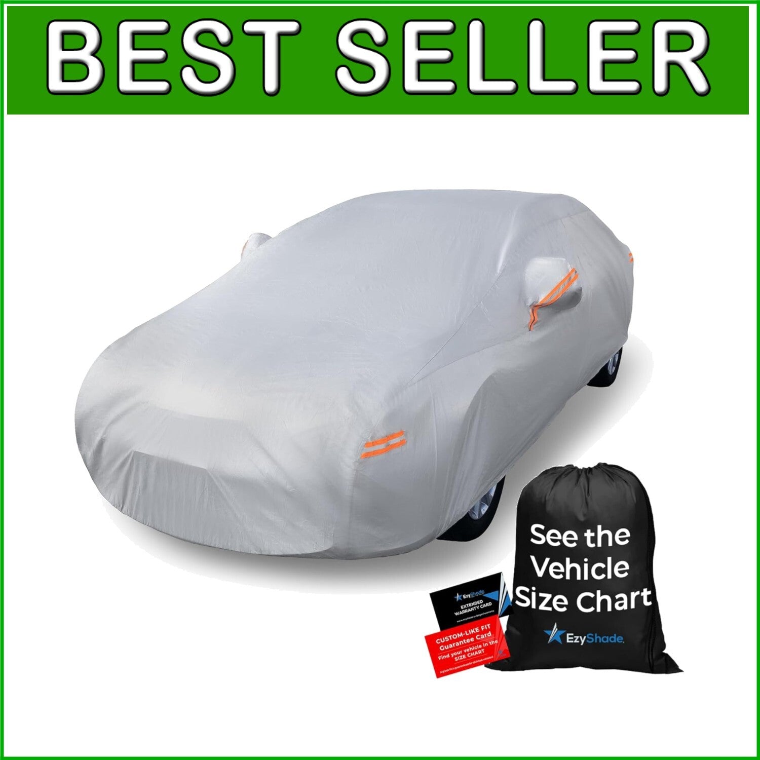 Durable 10-Layer w/ Zipper Access Car Cover - Waterproof for All Conditions