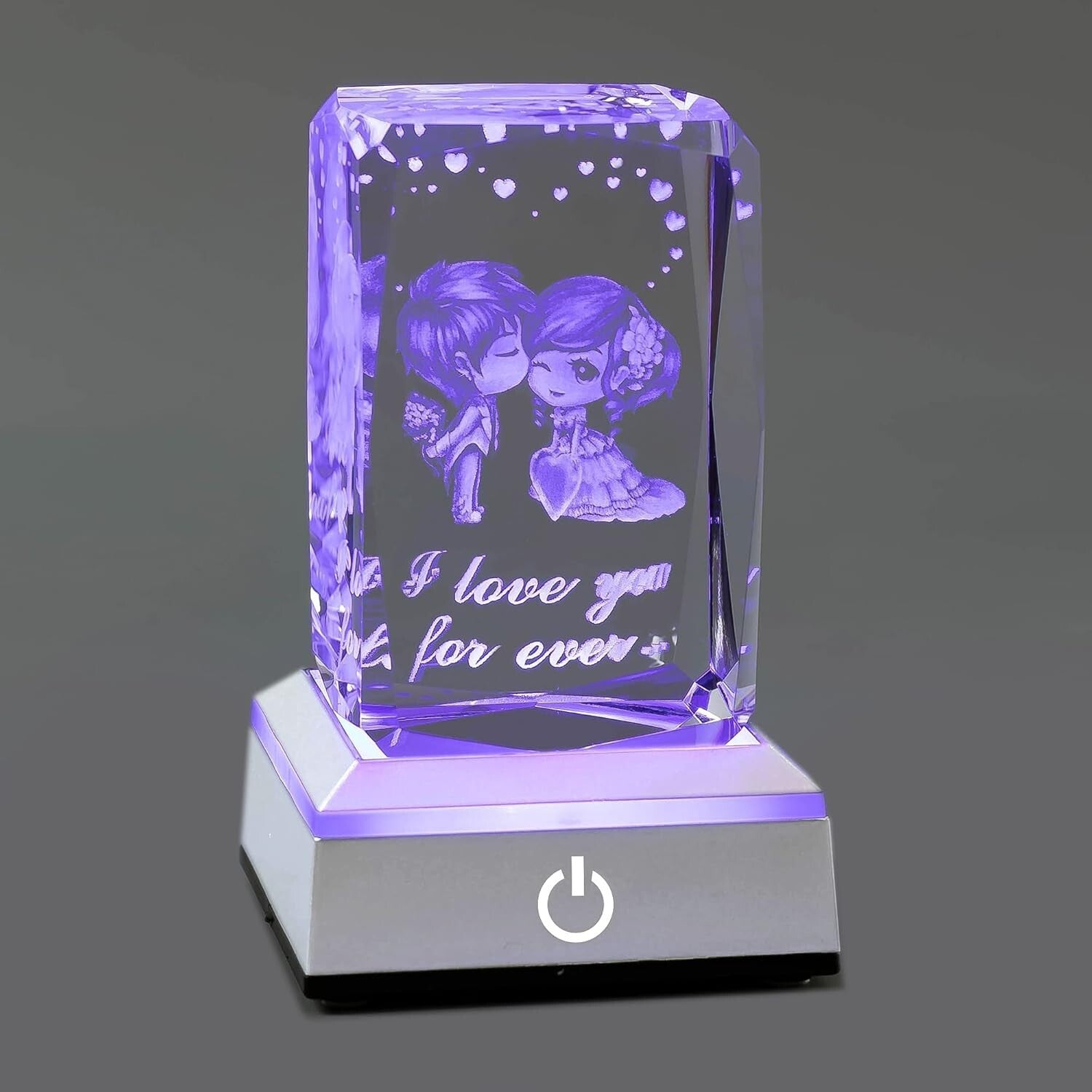 Art Deco 3D Crystal Touch Nightlight - I Love You Gift for Her & Special Events