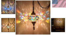 Load image into Gallery viewer, Mediterranean-Style Hanging Pendant Light - Large Mosaic Globe with Switch