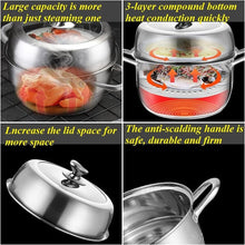 Load image into Gallery viewer, Versatile Thick-Bottomed Stainless Steel Steamer - Induction &amp; Stove Compatible