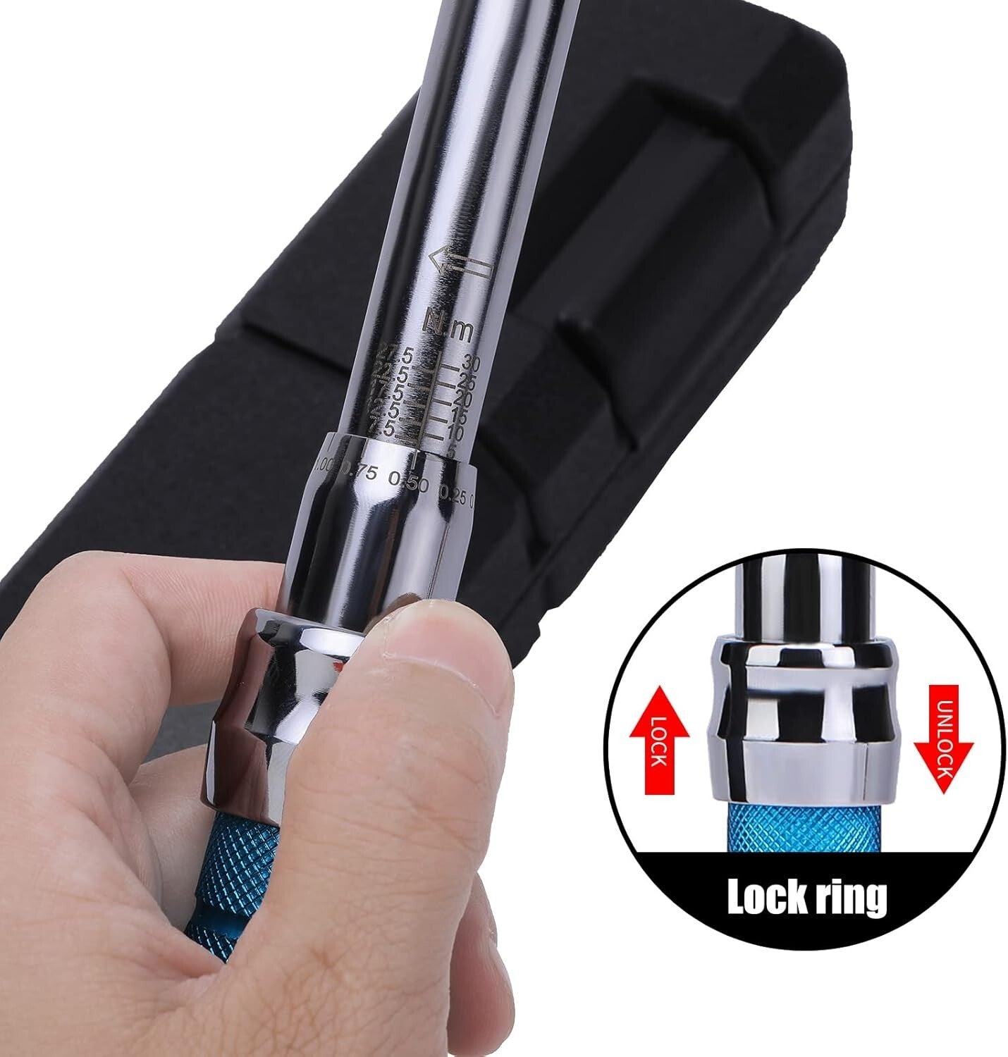 Adjustable 5-30 Nm Click Torque Wrench with Interchangeable Heads - HVAC & Auto