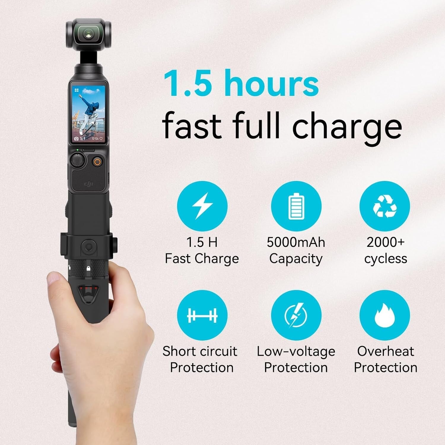 Lightweight Power Bank & Holder for DJI Osmo Pocket 3 - 4 Hour Battery Extension