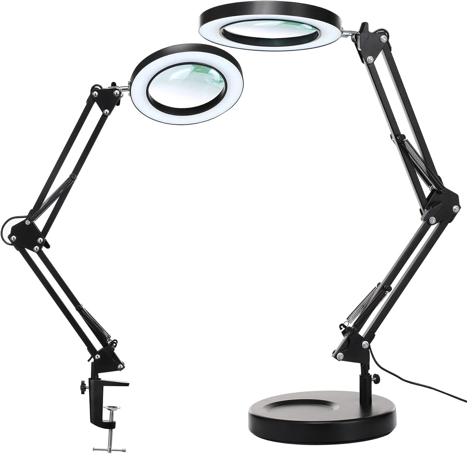 Adjustable LED Magnifying Lamp with Heavy Base - Hands-Free Precision Lighting