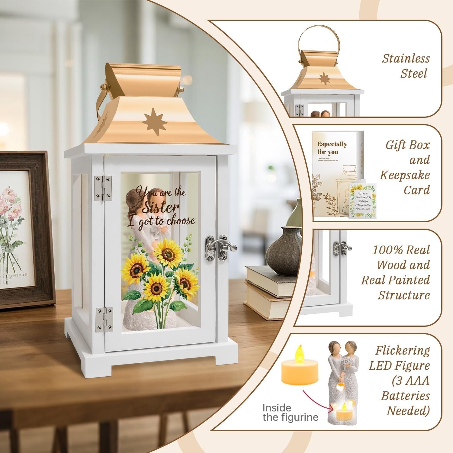 Elegantly Illuminated Sister Gifts - Sunflower Lantern for Birthdays and Beyond