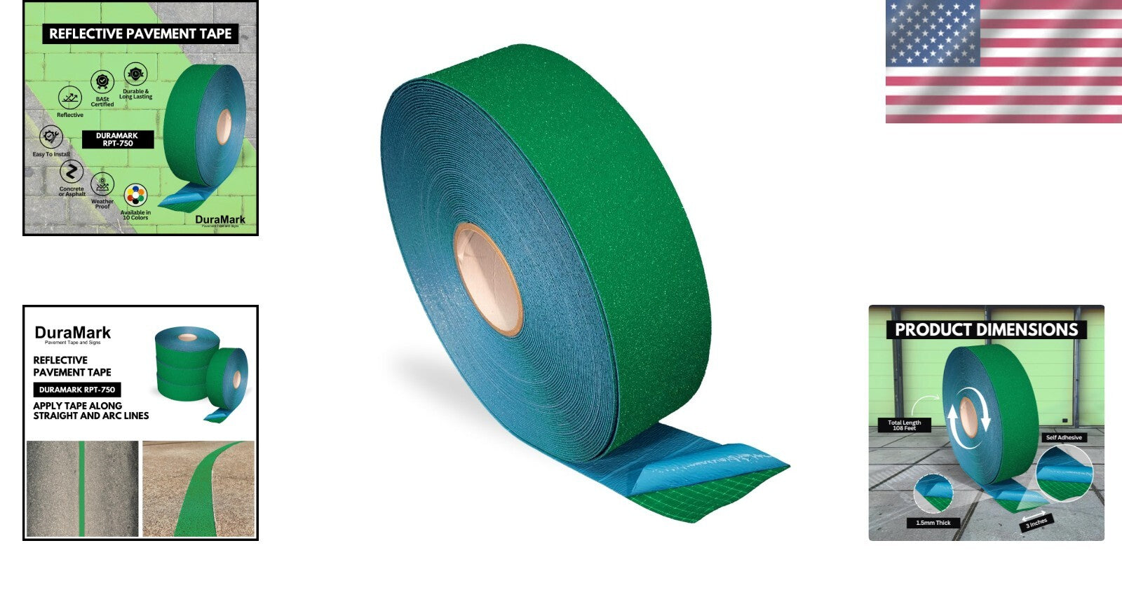 Durable Reflective Marking Tape for Crosswalks & Bike Lanes - 3 Inch x 108 Feet