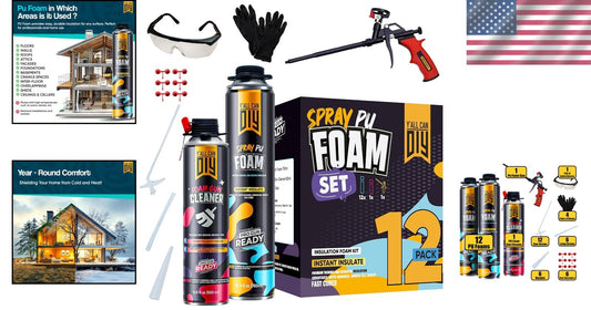 Expanding Spray Foam Insulation Kit for Gaps & Cracks - 240 Board Feet Coverage