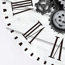 Load image into Gallery viewer, Stylish 23" White Farmhouse Wall Clock with Real Moving Gears for Home Offices