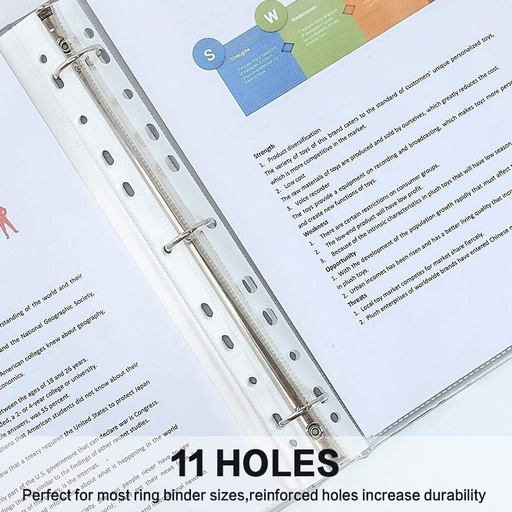 900 Pack Heavy Duty Clear Plastic Sheet Protectors for Binders, 11-Hole Design