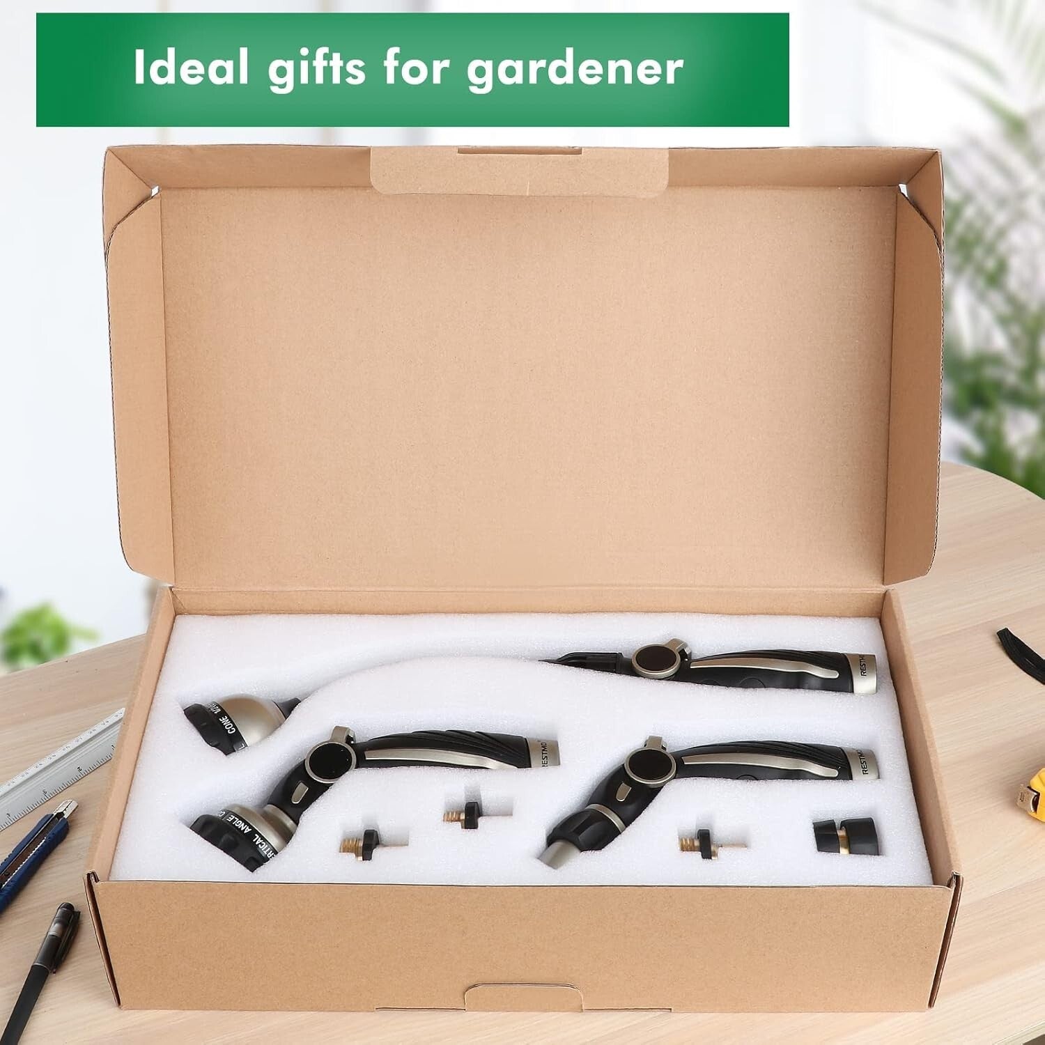 Premium Metal Garden Watering Combo - Heavy Duty Wand with Thumb Control Nozzle