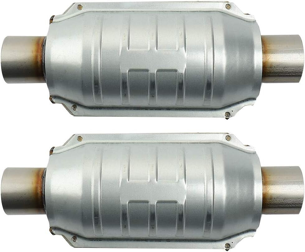 2-Pack Universal Catalytic Converter with O2 Port & Heat Shield - EPA Approved