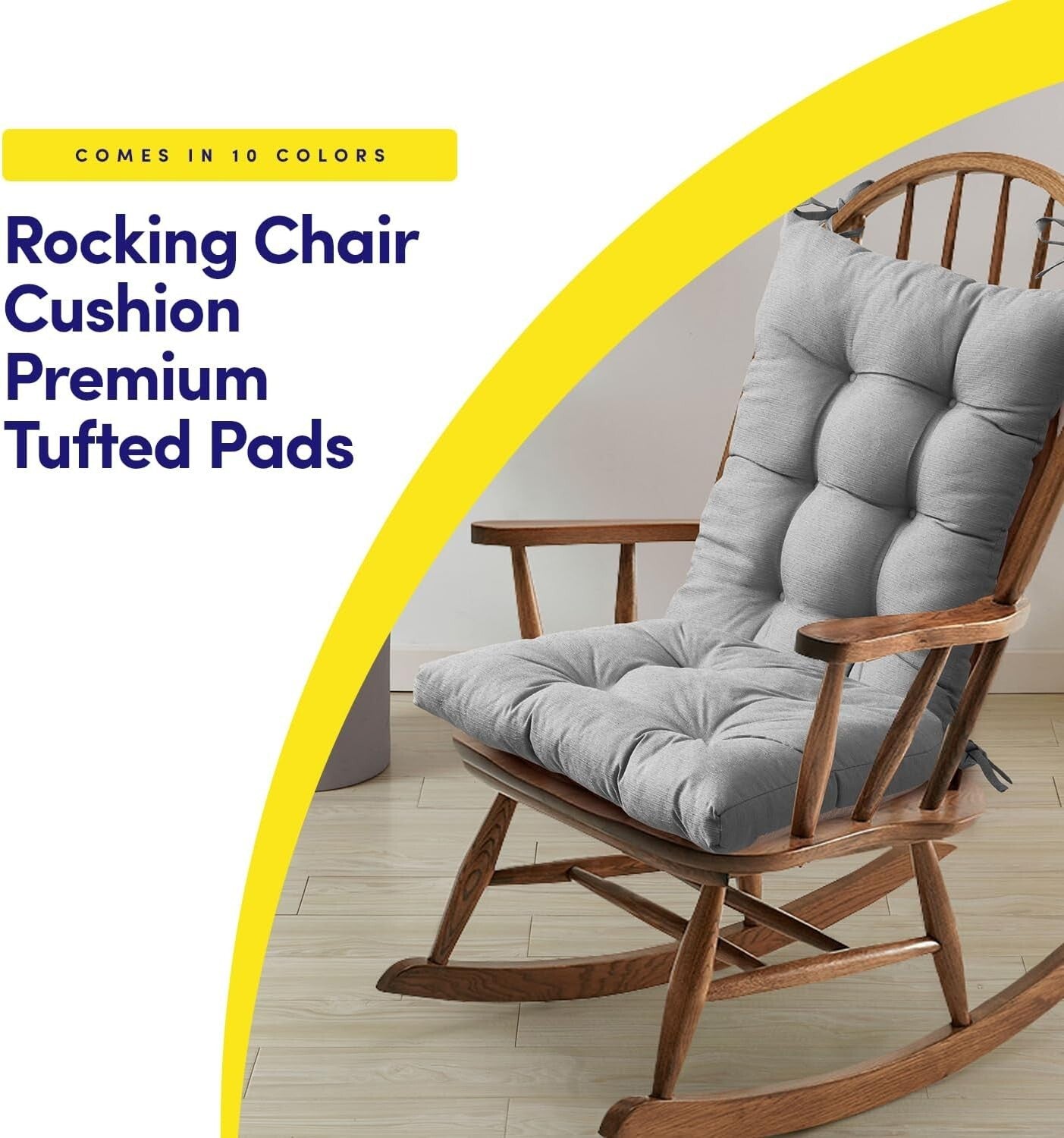 Tufted Plush Non-Slip Chair Pads Set - Machine Washable, 2-Piece Elegant Silver