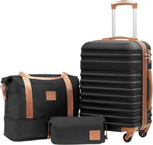 Load image into Gallery viewer, Durable 3-Piece Black Travel Set with TSA Lock &amp; Organized Interior Pockets