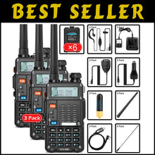 Load image into Gallery viewer, Lightweight Dual Band UHF/VHF Radio Set - 3 Pack with Rechargeable Batteries