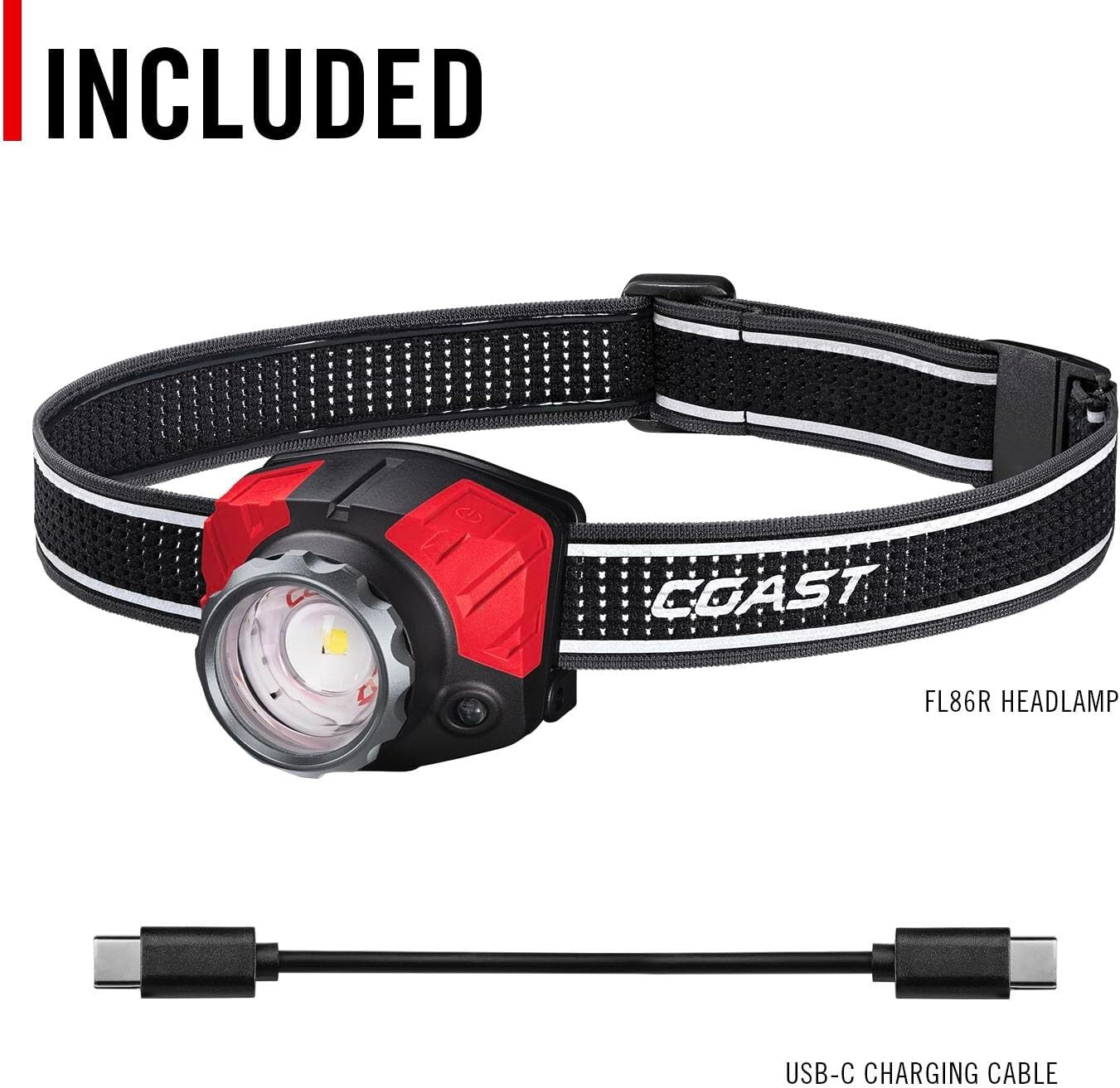 FL85R Waterproof Rechargeable Headlamp with 18-Hour Battery - Red/Green/White