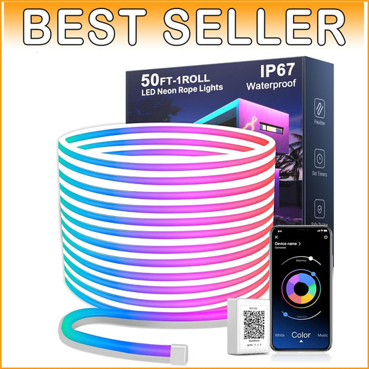 50FT Waterproof RGB Neon LED Rope Lights with Remote & App Control for Home D...
