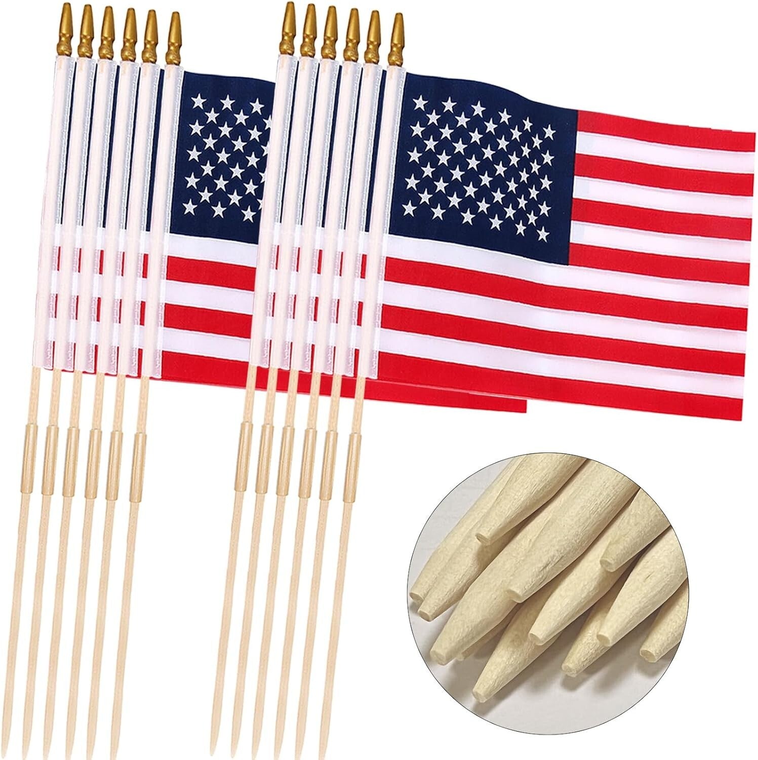 Multi-Purpose 100 Pcs American Flags with Connectable Flag Poles - Outdoor Decor