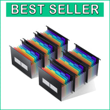 Load image into Gallery viewer, Large Capacity Plastic Hanging File Folders - 7 Pocket Accordion System, 6 Pack