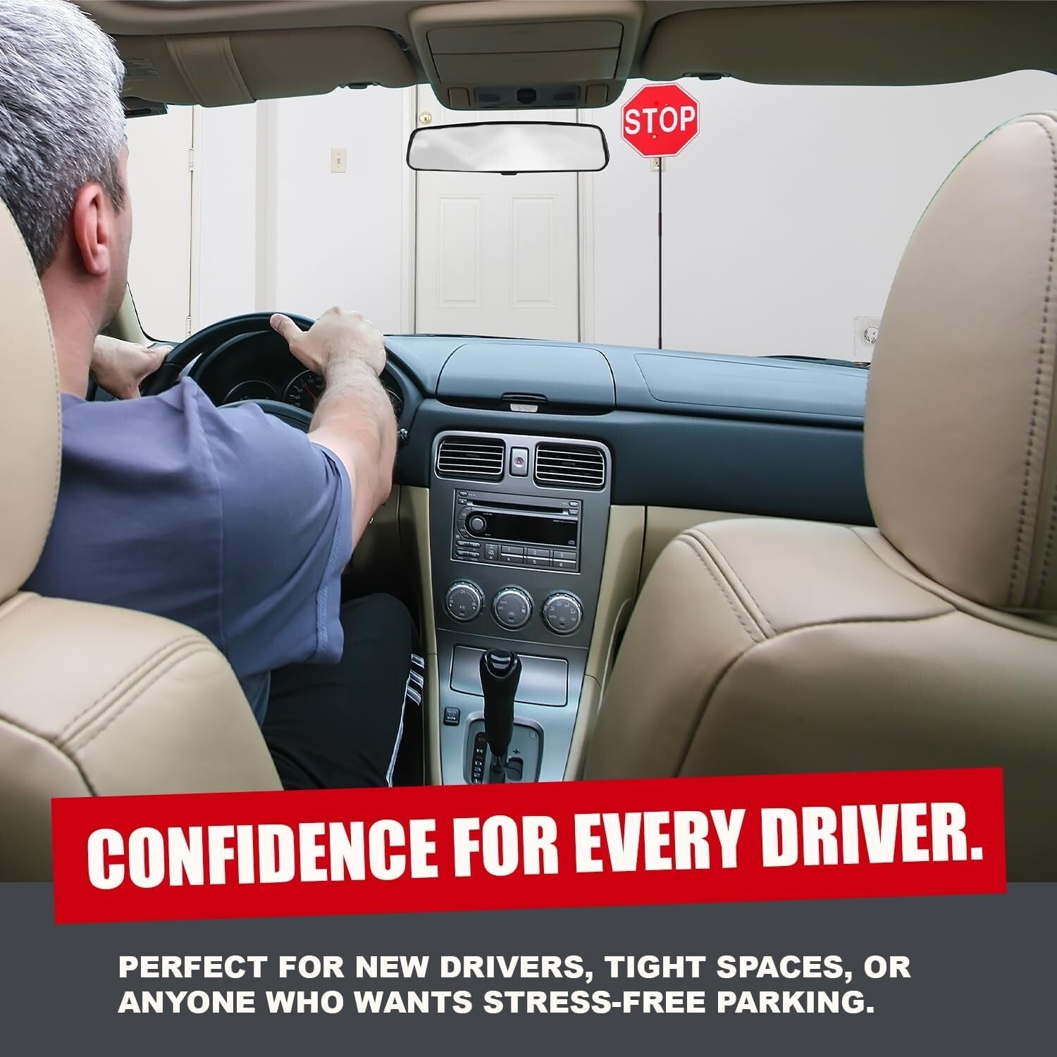 2 Pack Garage Parking Marker with 7" LED Stop Sign - Adjustable Car Guide Aid